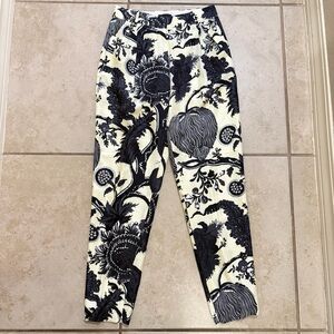 J.Crew Collection Noir Floral-print Silk Pants Size 000 NWOT